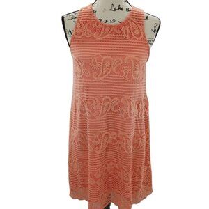 ALYA Dress Sleeveless Peach Lace Lined Paisley Slip Dress Womens Size S